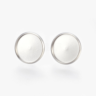 Tarnish Resistant Eco-Friendly 316 Surgical Stainless Steel Stud Earring Settings STAS-F181-01P-14mm-1
