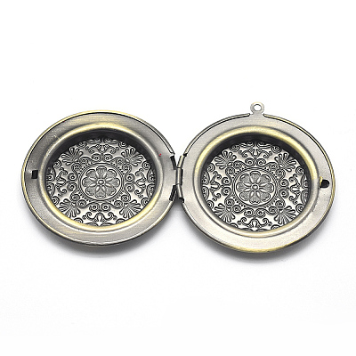 Brass Locket Pendants X-KK-F717-21AB-NR-1