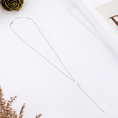1Pc Stainless Steel Cable Chains Lariat Necklace NJEW-LP0004-29S-1