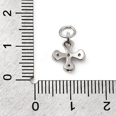 Brass Micro Pave Cubic Zirconia Tiny Cross Charms ZIRC-G128-04P-1-1