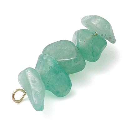 Gradient Color Natural Green Aventurine & Natural Prehnite & Natural Malachite Chip Beaded Pendants PALLOY-JF02795-05-1