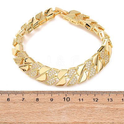 Geometric Brass Micro Pave Clear Cubic Zirconia Link Chain Bracelets for Women BJEW-F530-05G-1