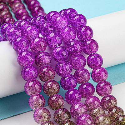 Spray Painted Crackle Glass Beads Strands DGLA-C002-8mm-04-1