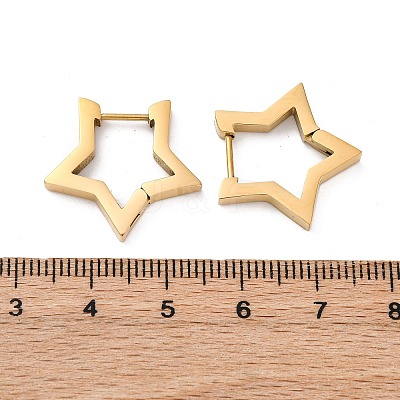 304 Stainless Steel Star Huggie Hoop Earrings STAS-H156-05G-1