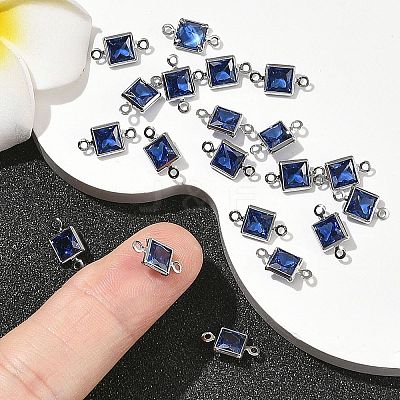 SHEGRACE Brass Pave Cubic Zirconia Square Connector Charms XGRQ2O562-440C-P-1