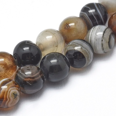 Natural Striped Agate/Banded Agate Beads Strands G-I254-03B-1