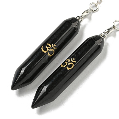 Bullet Natural Obsidian Pointed Dowsing Pendulums AJEW-B106-01AS-03-1
