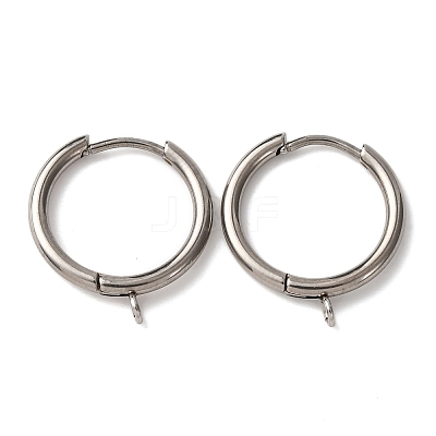 201 Stainless Steel Hoop Earring Findings STAS-D379-06B-P-1