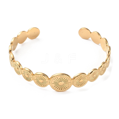 304 Stainless Steel Sun Cuff Bangles BJEW-F457-25G-1