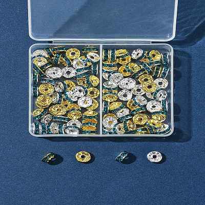 120Pcs 2 Colors Brass Rhinestone Spacer Beads RB-FS0001-05B-1