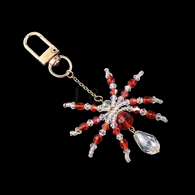 Halloween Spider Glass & 304 Stainless Steel Pendant Decorations HJEW-JM05040-1