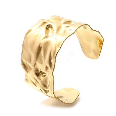 Textured 304 Stainless Steel Cuff Bangles for Women STAS-Z108-09G-02-1