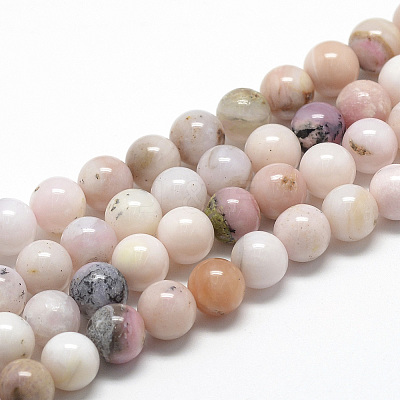 Natural Pink Opal Beads Strands G-R446-6mm-09-1