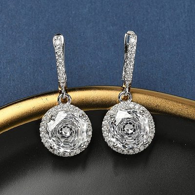 925 Sterling Silver Micro Pave Cubic Zirconia Hoop Earrings EJEW-B147-01A-01-1