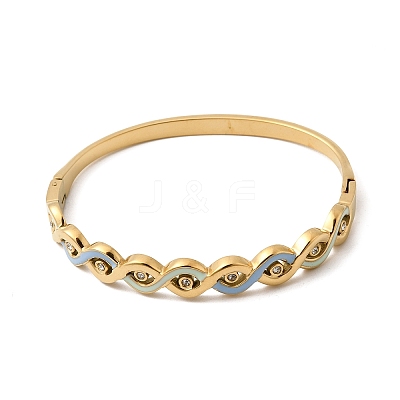 304 Stainless Steel Enamel Hinged Bangles for Women BJEW-B168-04G-01-1