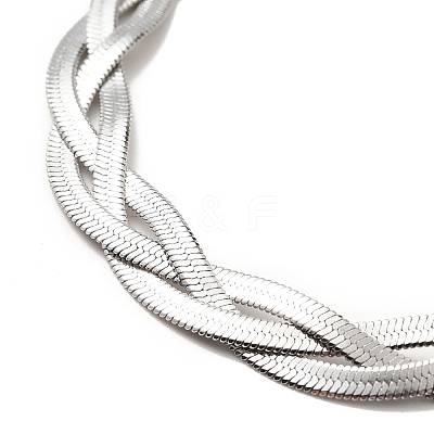 Non-Tarnish 304 Stainless Steel Interlocking Herringbone Chain Bracelet for Men Women BJEW-H554-01P-1