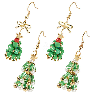 2 Pairs 2 Styles Glass Dangle Earrings EJEW-TA00700-1
