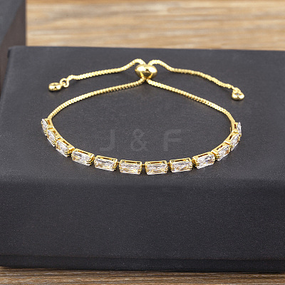 Brass Micro Pave Cubic Zirconia Slider Bracelets FS-WG49F5F-05-1