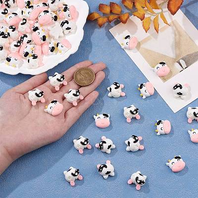 60pcs Resin cabochons cartoon cute cow patch DIY material accessories(2 styles) JX613A-1