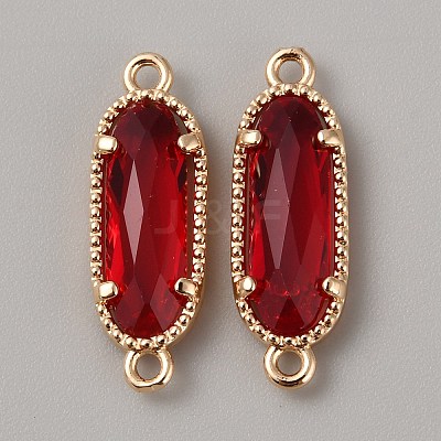 Golden Plated Brass Pave Glass Connector Charms FIND-WH0110-728G-09-1