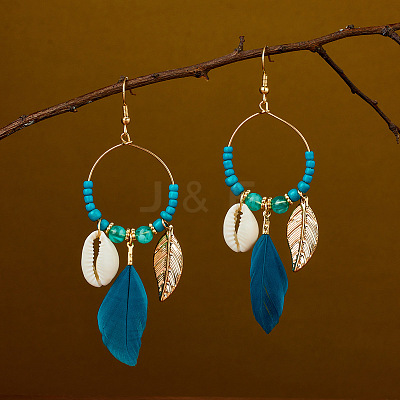 Ring with Leaf Zinc Alloy Acrylic Dangle Earrings FS-WGF3871-03-1