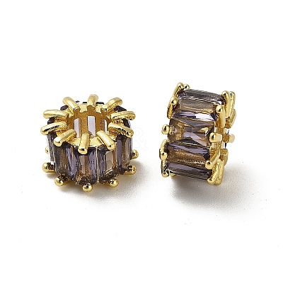 Brass Micro Pave Cubic Zirconia European Beads KK-B142-13C-02G-1