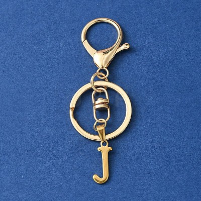 304 Stainless Steel Initial Letter Charm Keychains KEYC-YW00005-10-1