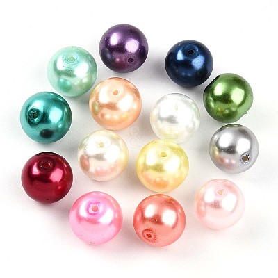 Baking Paint Pearlized Glass Pearl Beads X1-HY-Q003-14mm-M01-1