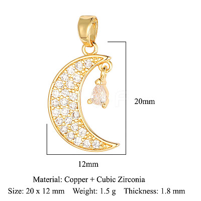 Brass Micro Pave Clear Cubic Zirconia Pendants ZIRC-OY001-13G-1