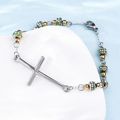 201 Stainless Steel Link Chain Bracelets BJEW-A032-01GP-01-1