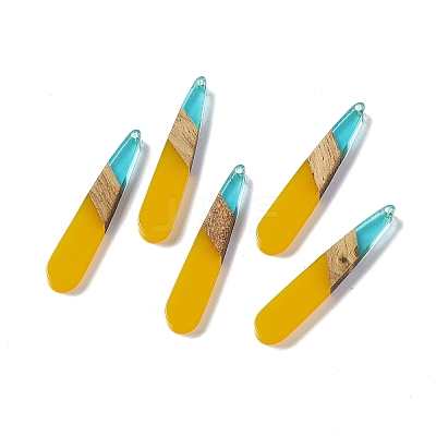 Transparent Resin & Walnut Wood Pendants RESI-M027-12A-1