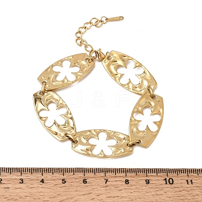 304 Stainless Steel Oval with Hollow Flower Link Chain Bracelets SA-CBAF6AD-08G-1