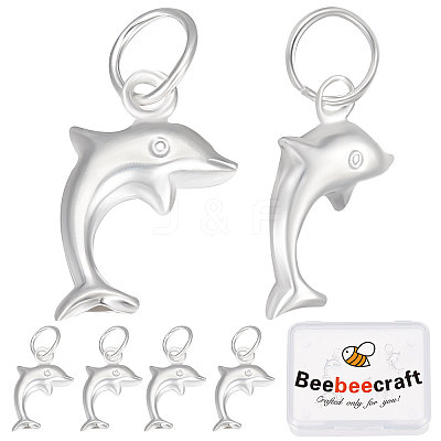 5Pcs 925 Sterling Silver Dolphin Charms STER-BBC0001-54-1