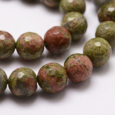 Natural Unakite Beads Strands G-G736-26-6mm-1