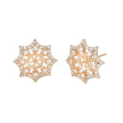 Brass Micro Pave Clear Cubic Zirconia Stud Earring Findings KK-S364-131-1
