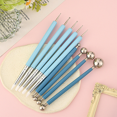 9Pcs 2 Styles Plastic Double Heads Modeling Clay Sculpting Tools Set TOOL-SP0001-09-1