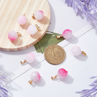 100Pcs 2 Colors Opaque Spray Painted Glass Pendants GLAA-DC0001-25-1