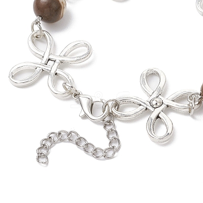Alloy Natural Mixed Gemstone Link Bracelets for Women BJEW-JB11684-1