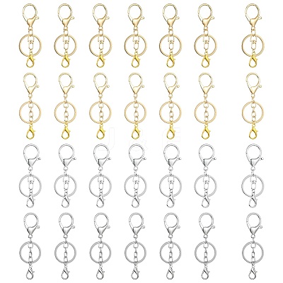 20Pcs 4 Style Alloy Key Rings KEYC-CJ0001-06-1