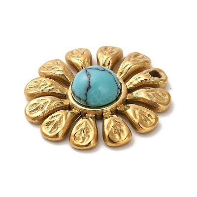 Synthetic Turquoise Flower Pendants STAS-R009-05G-06-1