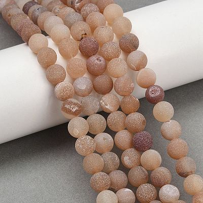 Natural Druzy Agate Beads Strands G-NH0024-A06-8mm-1