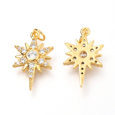 Brass Micro Pave Clear Cubic Zirconia Pendants ZIRC-O036-18G-1