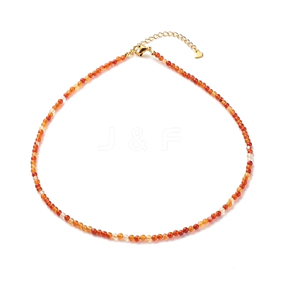 Natural Carnelian Beaded Necklaces for Women NJEW-JN03789-02-1