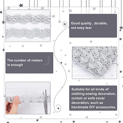 Metallic Lace Trim OCOR-WH0071-032A-1