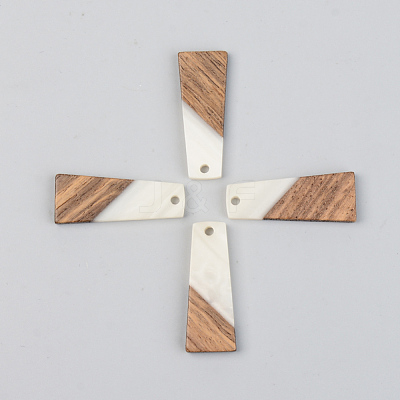 Opaque Resin & Walnut Wood Pendants RESI-S389-040A-C04-1