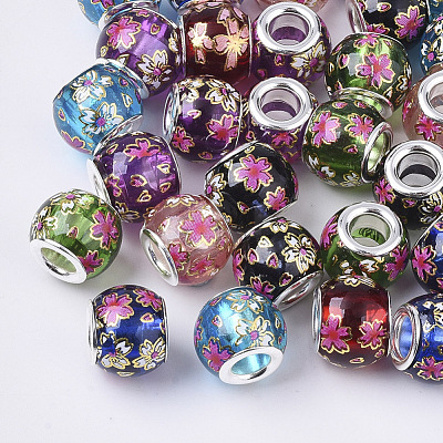 Printed Transparent Glass European Beads GPDL-T003-002-1