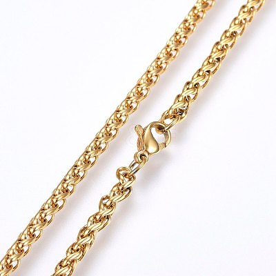304 Stainless Steel Wheat Chain Necklaces NJEW-F227-05G-02-1