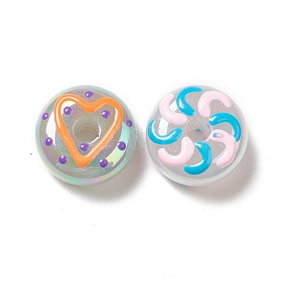 UV Plating Opaque Rainbow Iridescent Acrylic Beads ACRC-D001-11B-1