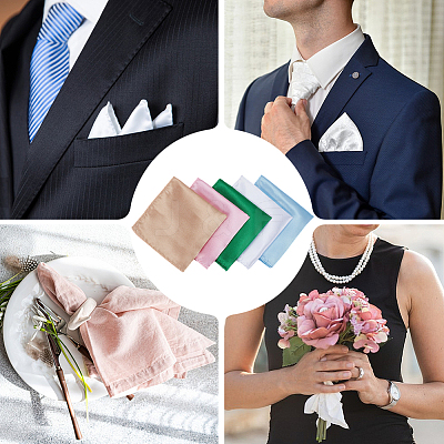 10Pcs 5 Colors Imitation Silk Men's Suit Square Scarf AJEW-CY0002-34B-1