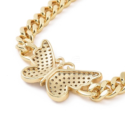 Clear Cubic Zirconia Butterfly Link Bracelet BJEW-B068-07-1